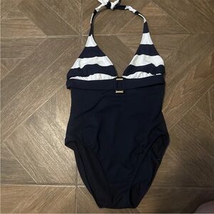 Ralph Lauren Navy and White One Piece Swimsuit
